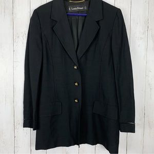 Louis Feraud Womens Blazer Jacket Size 8 Black Flax Linen 3 Button Bows